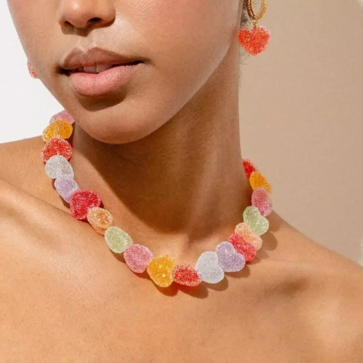 Colorful Resin Heart Necklace - Elegant Jewelry