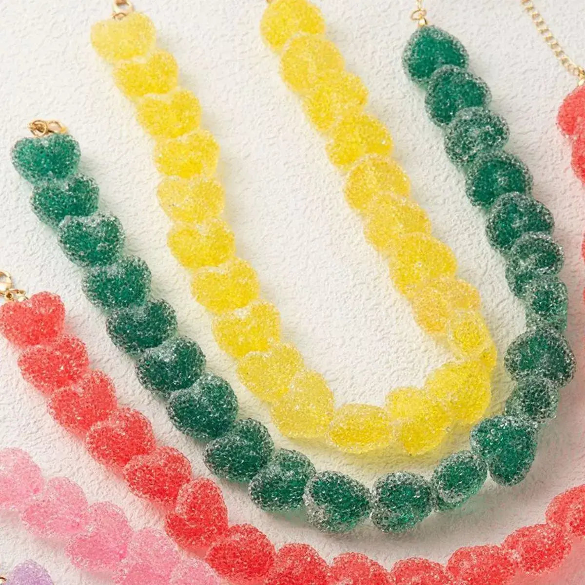 Colorful Resin Heart Necklace - Elegant Jewelry