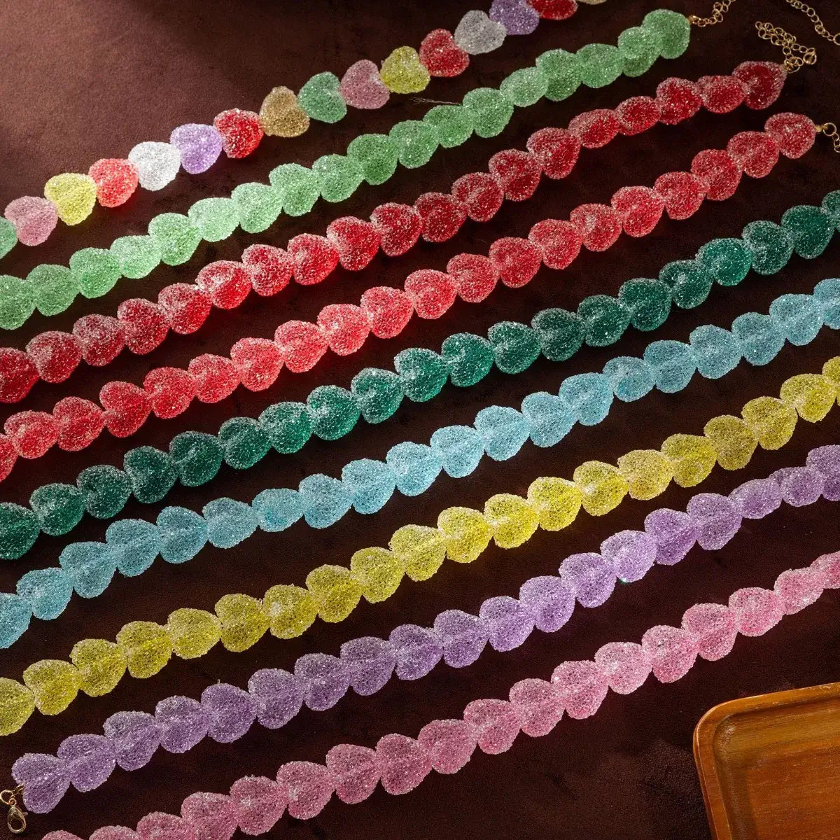 Colorful Resin Heart Necklace - Elegant Jewelry