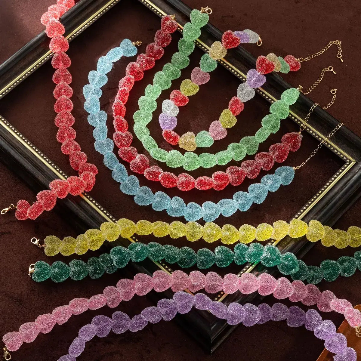 Colorful Resin Heart Necklace - Elegant Jewelry