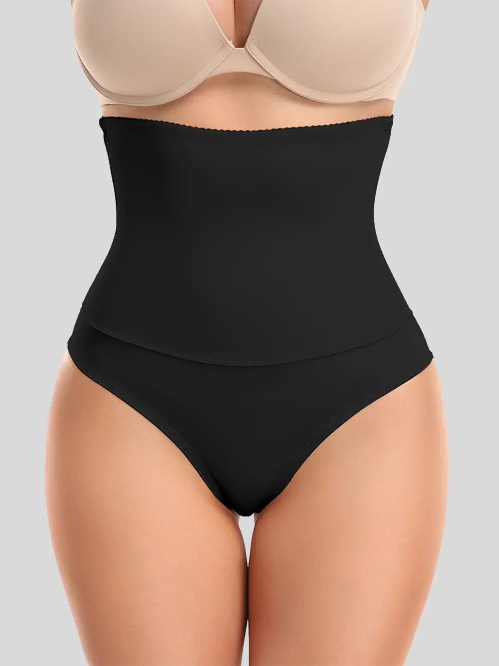 Lace Detail Shaping Shorts in black, showcasing moderate stretch and polyester blend fabric. Full size run available for perfect fit.
