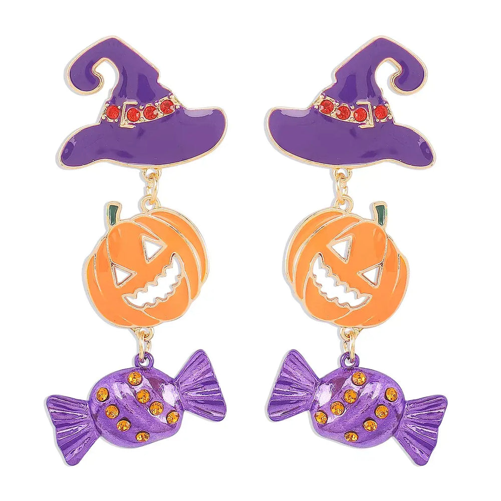 Halloween 18K Gold-Plated Alloy Pumpkin Earrings