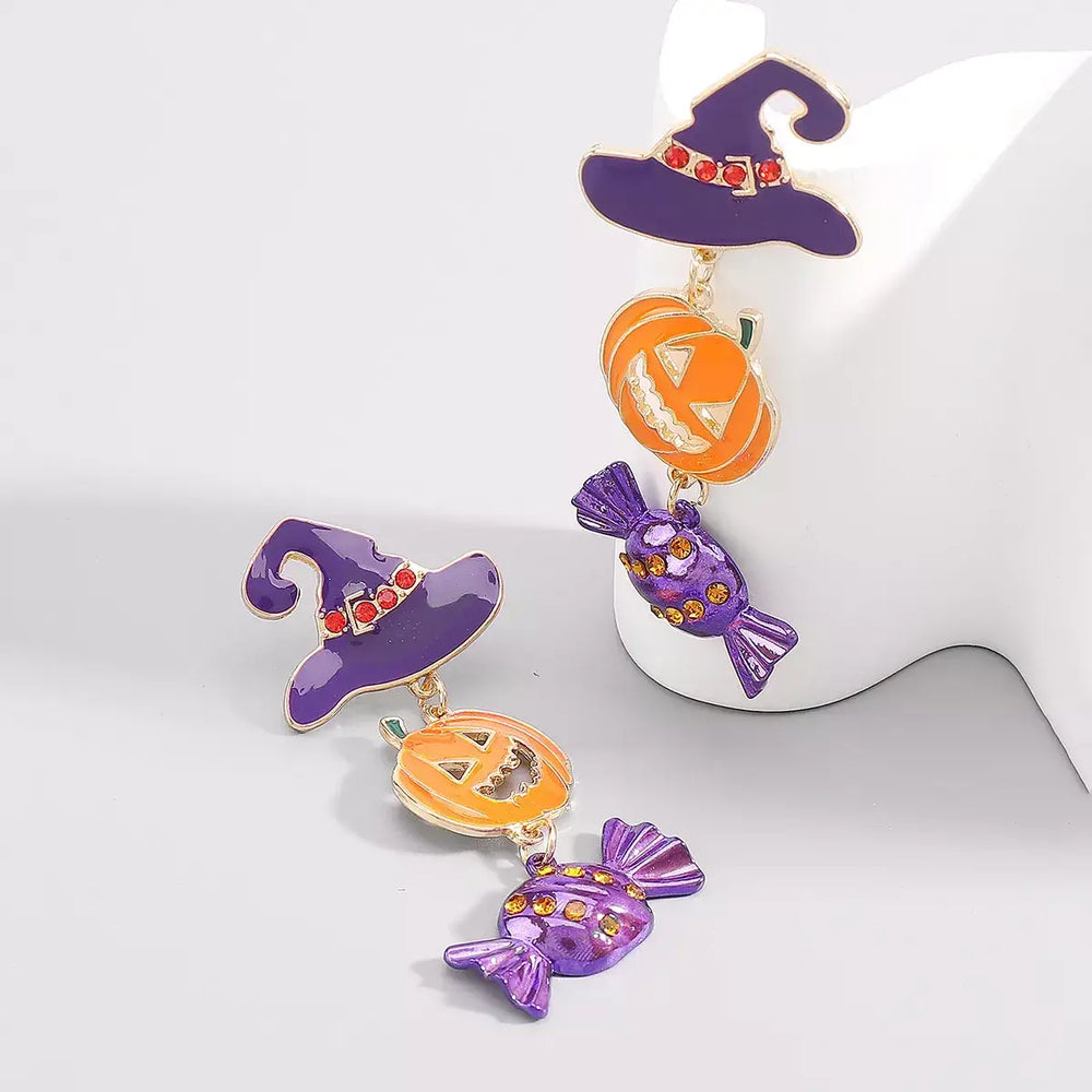 Halloween 18K Gold-Plated Alloy Pumpkin Earrings