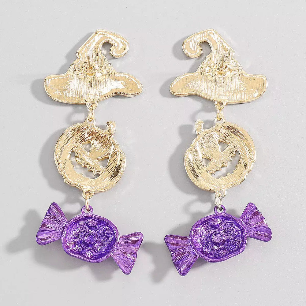 Halloween 18K Gold-Plated Alloy Pumpkin Earrings