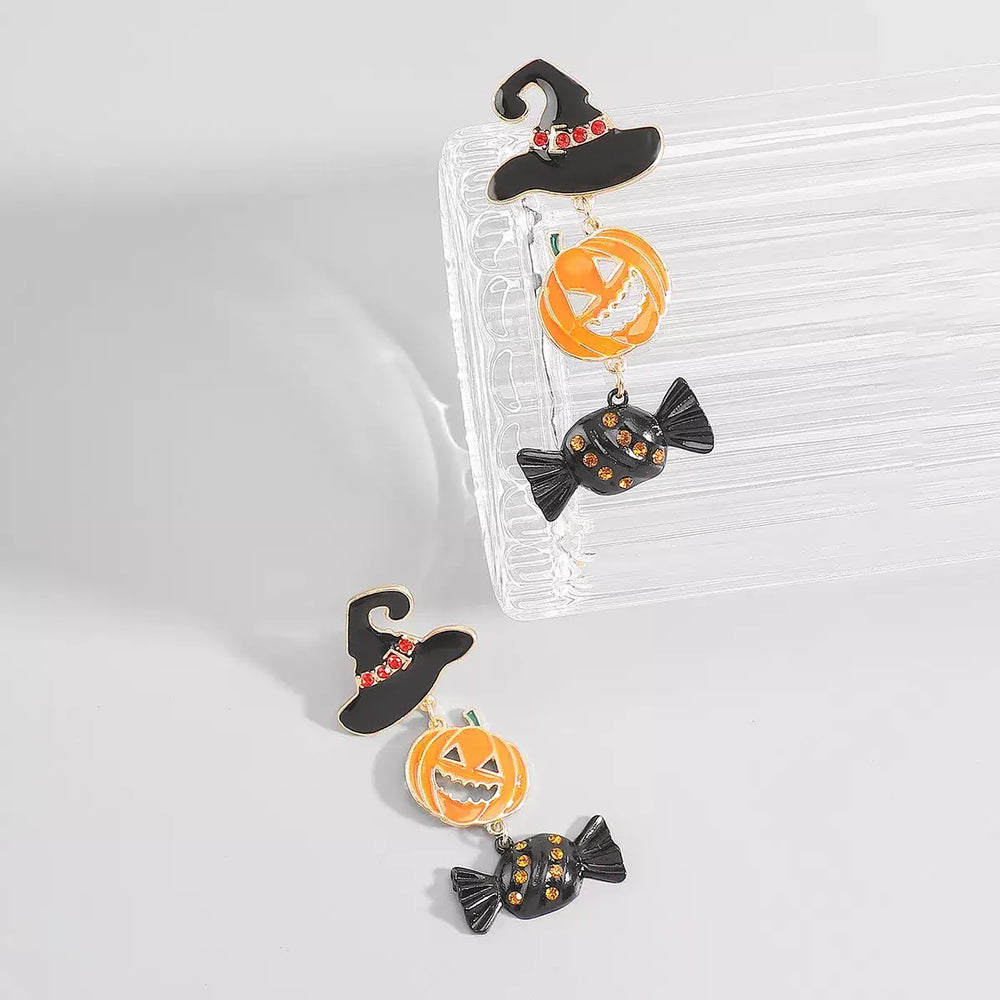Halloween 18K Gold-Plated Alloy Pumpkin Earrings