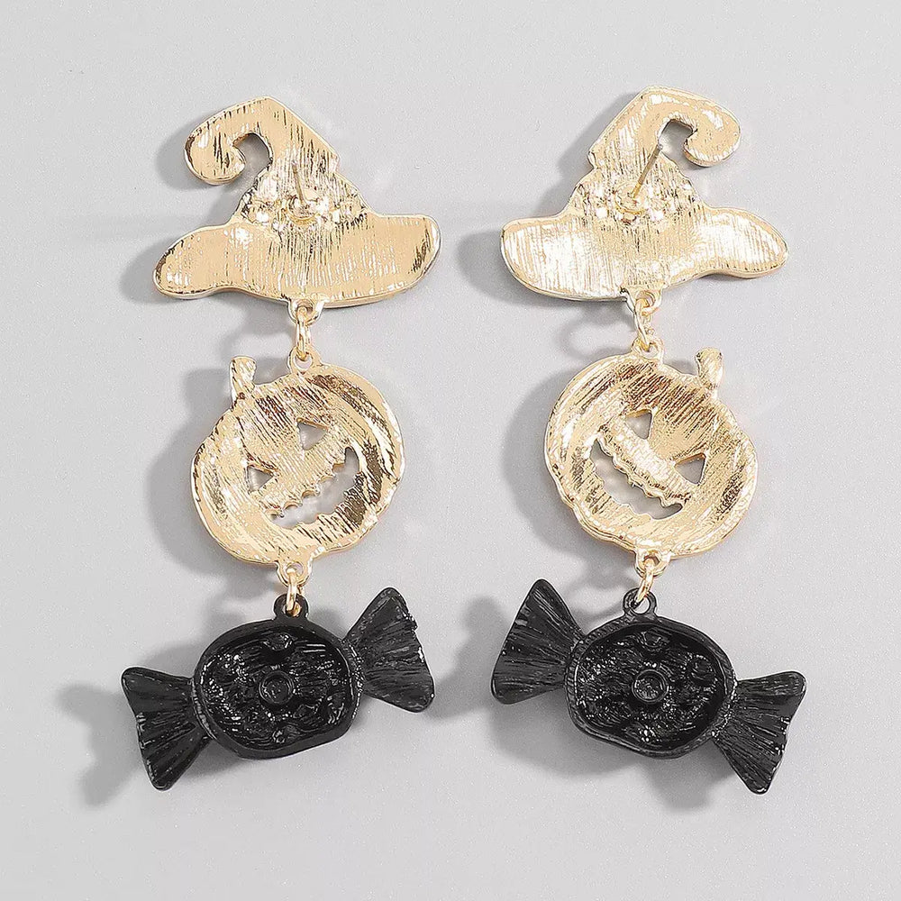 Halloween 18K Gold-Plated Alloy Pumpkin Earrings