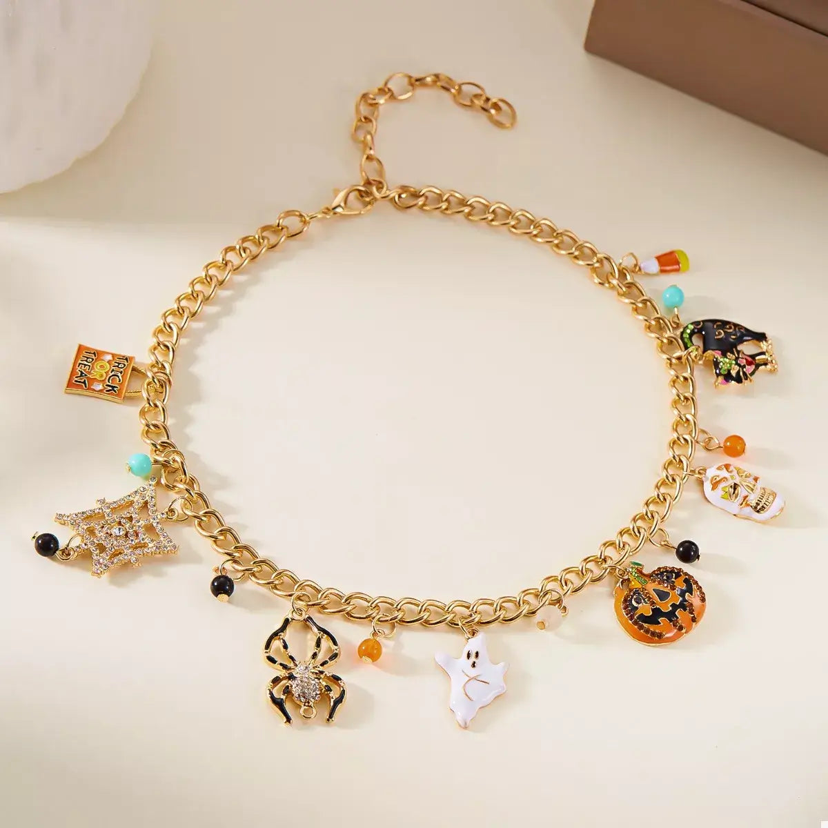 Halloween Charm Necklace with Festive Pendant Collection