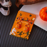 Halloween Rhinestone Pumpkin Dangle Earrings