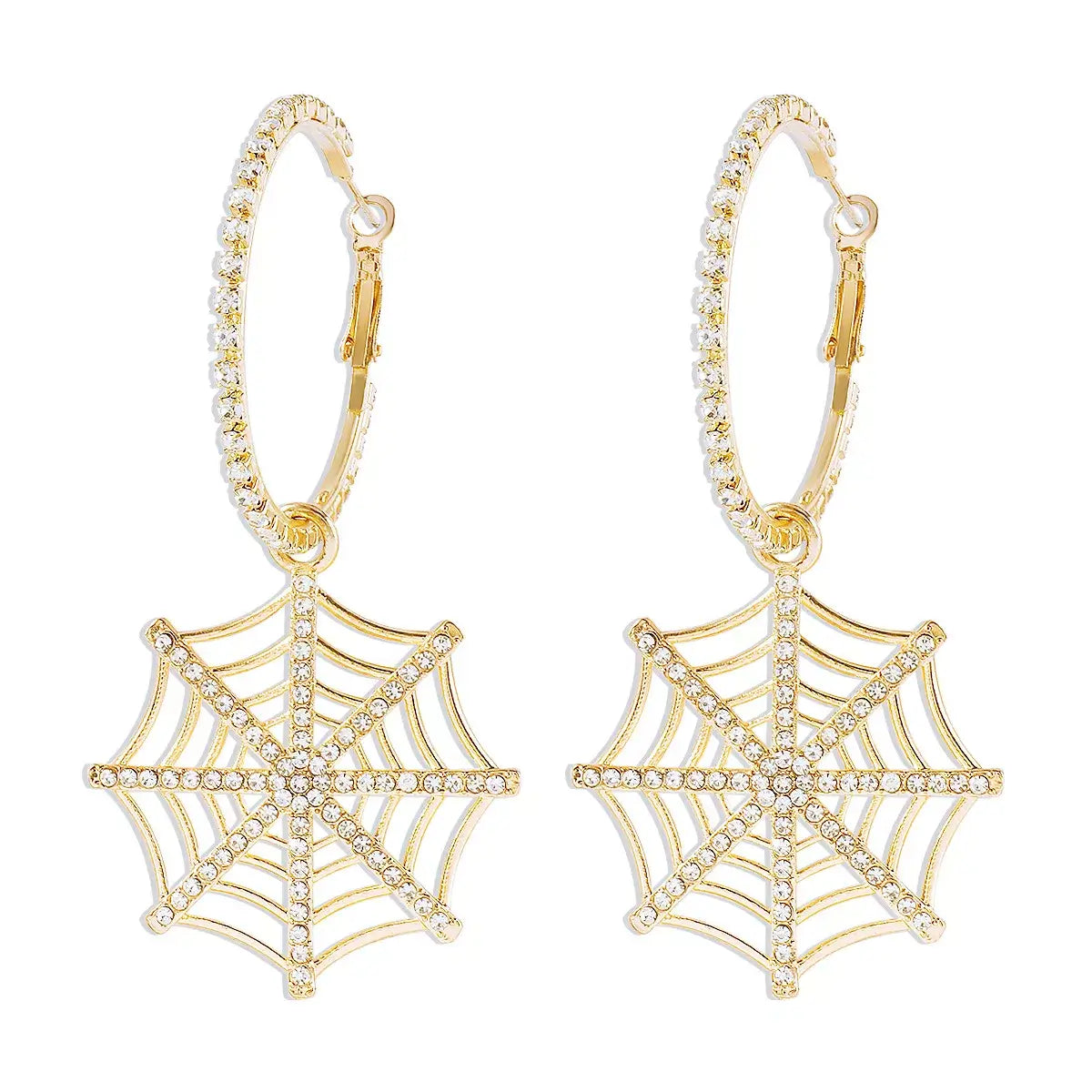 Halloween Spider Web Dangle Hoop Earrings