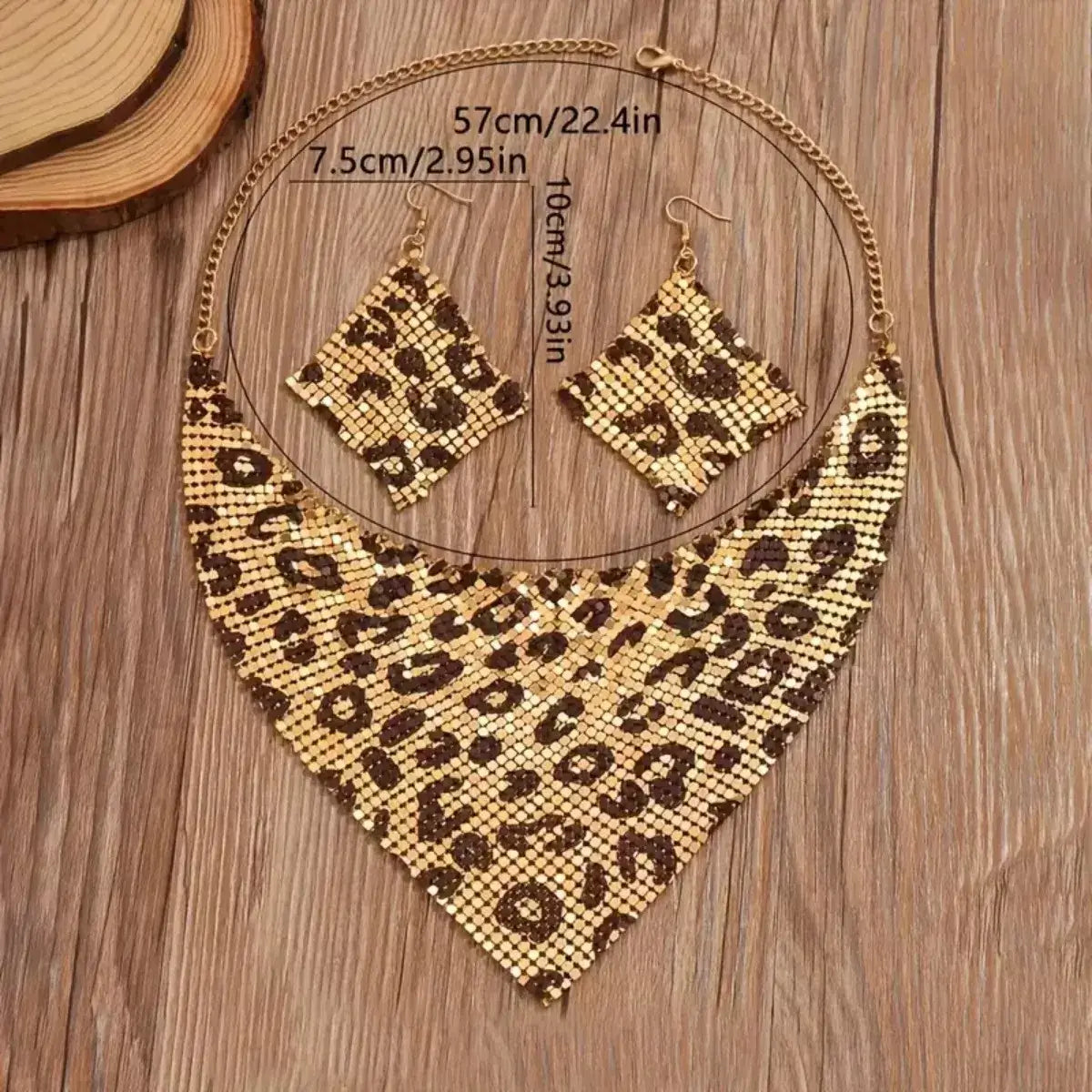 Leopard Necklace and Earrings Jewelry Set