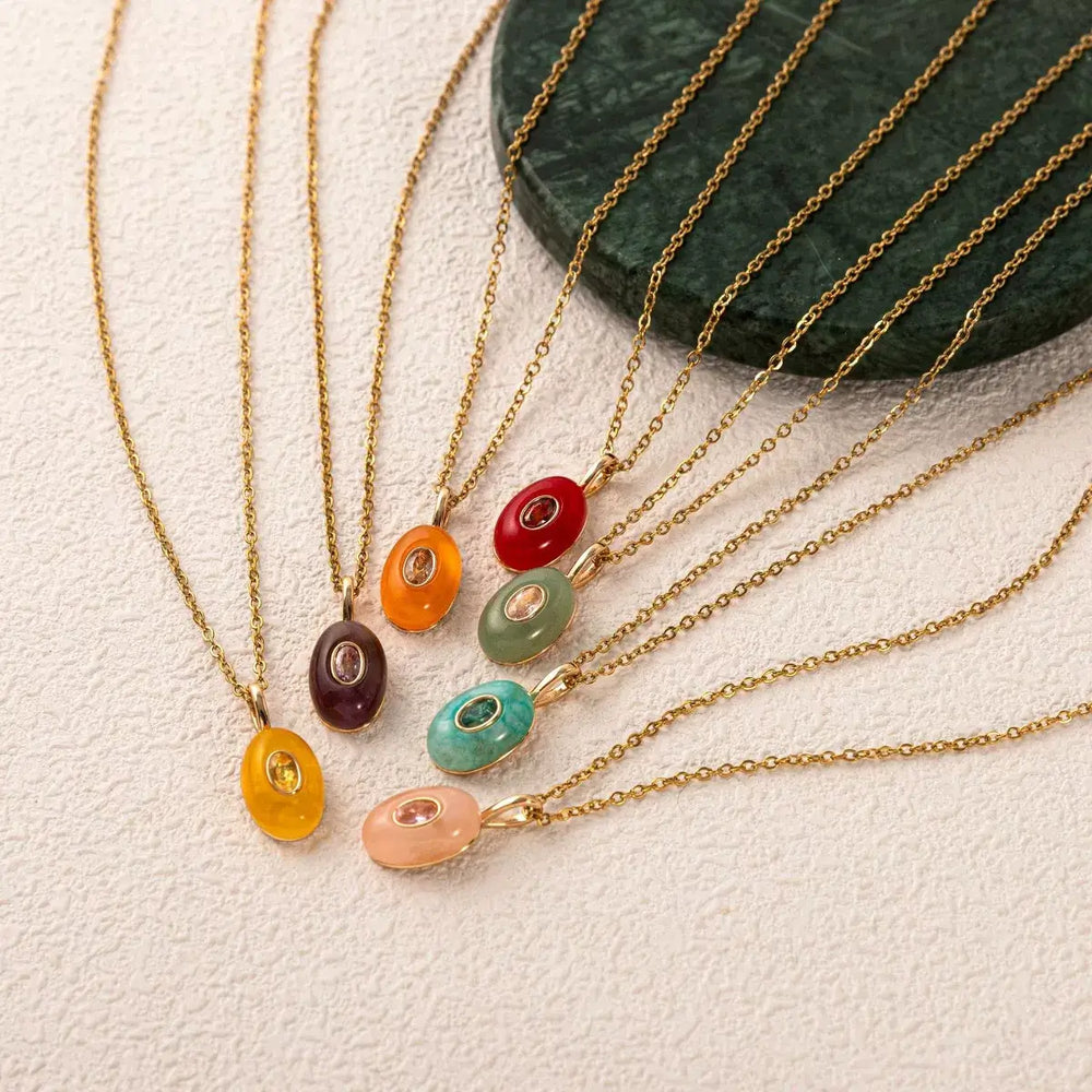 Natural Stone Pendant Necklace - Elegant Jewelry
