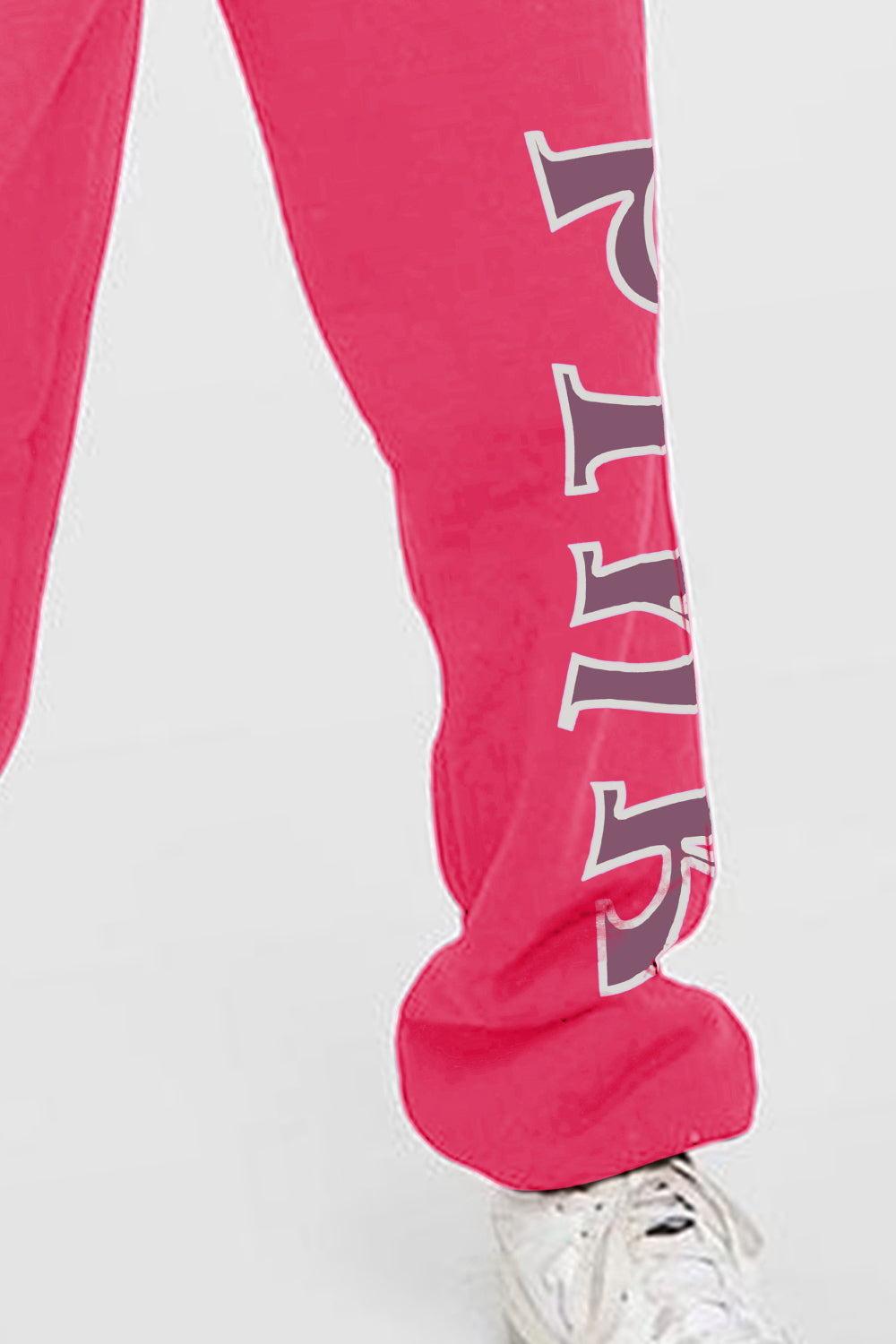 Graphic Sweatpants with "PINK" graphic print, featuring a classic drawstring waistband, displayed on a white background.