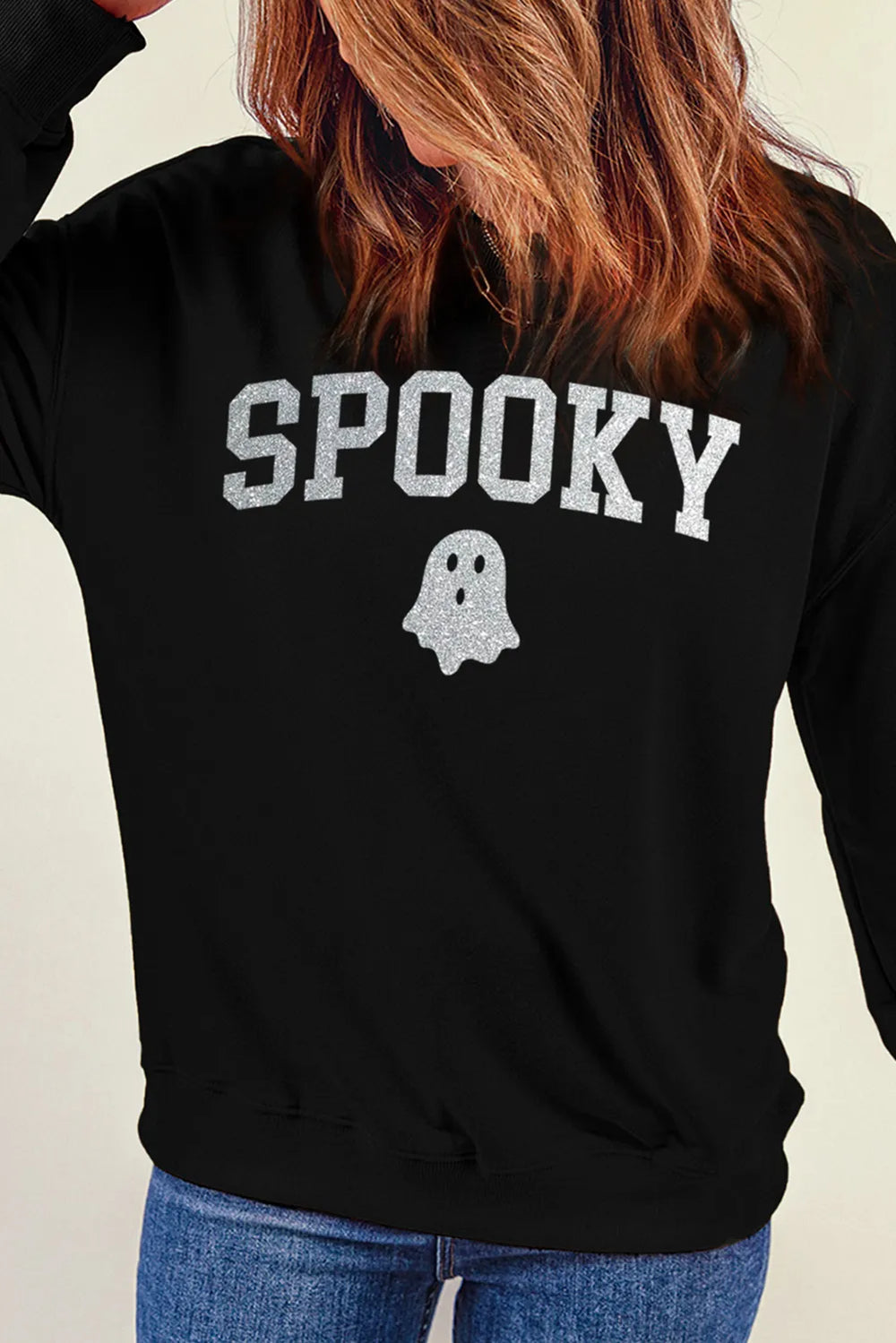 spooky sweatshirt with round neck and long sleeves