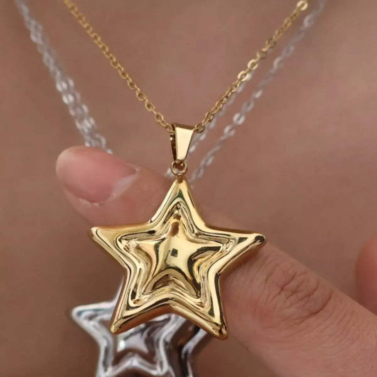 Stainless Steel Zircon Star Necklace