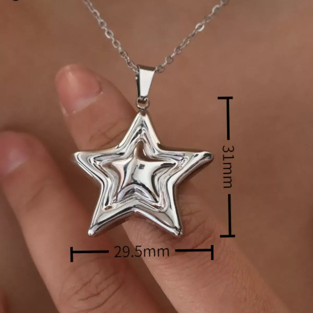 Stainless Steel Zircon Star Necklace