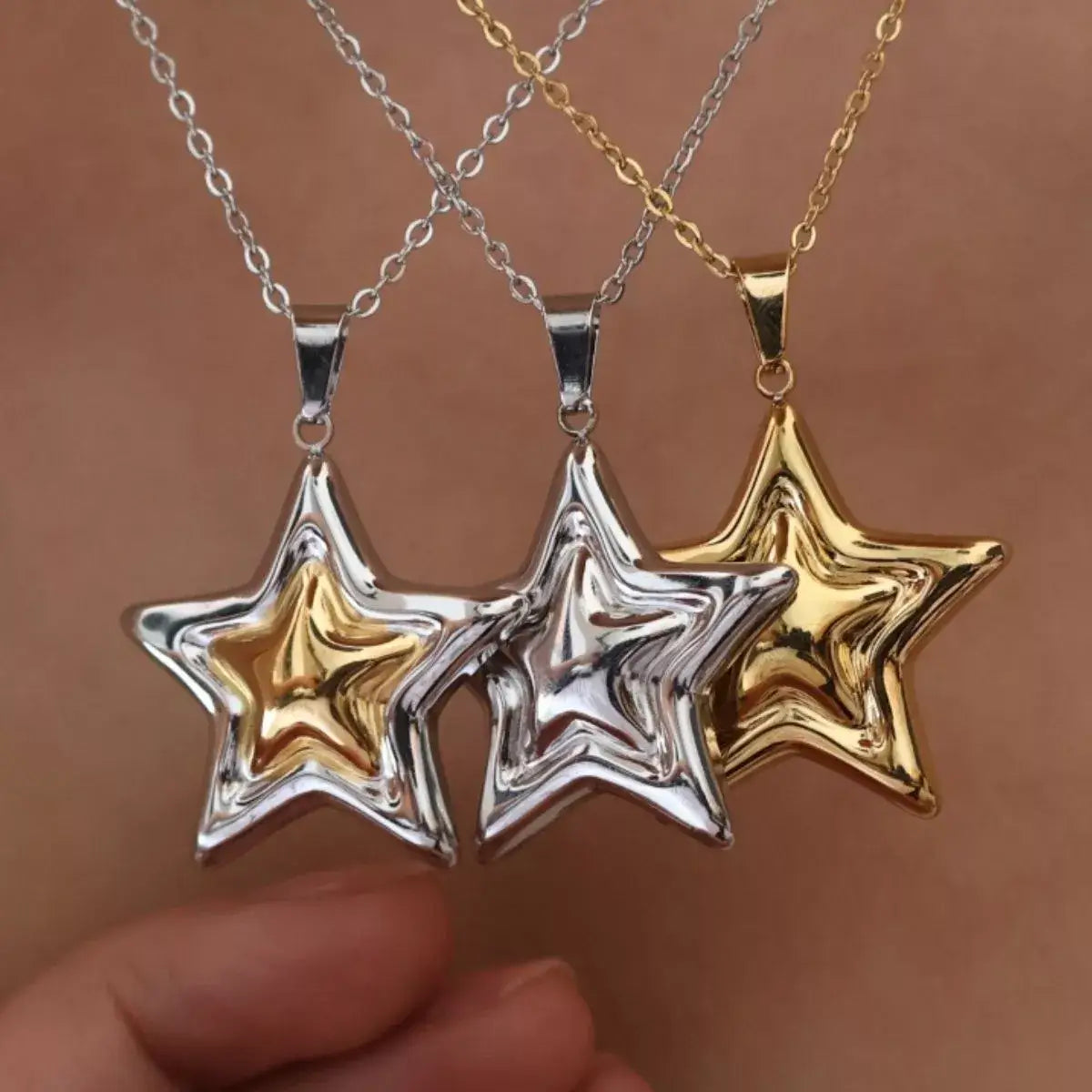 Stainless Steel Zircon Star Necklace