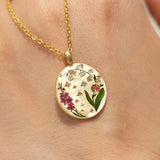 Titanium Steel Painted Oil Dripping Floral Oval Tarot Necklace