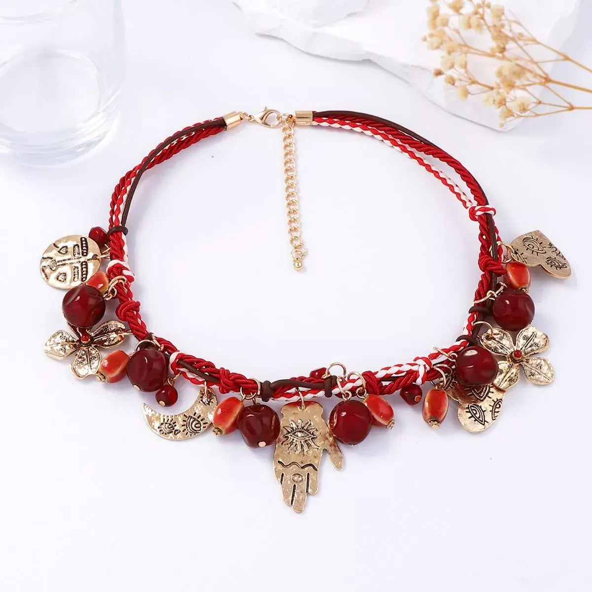 Zinc Alloy Bead Charm Necklace