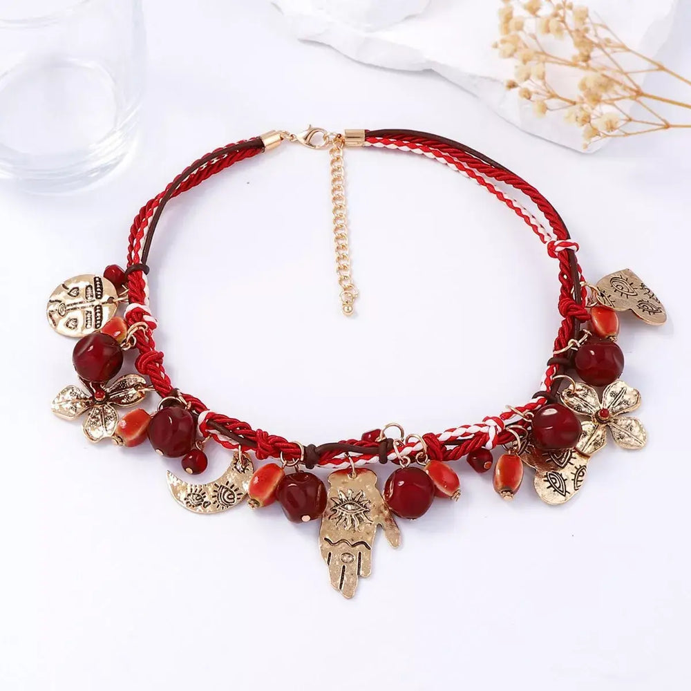 Zinc Alloy Bead Charm Necklace