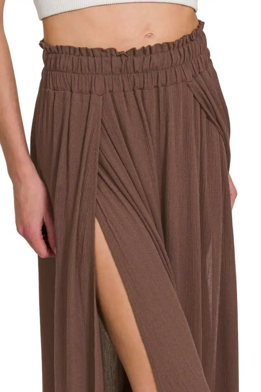 Zenana Woven Crinkle Gauze Long Skirts