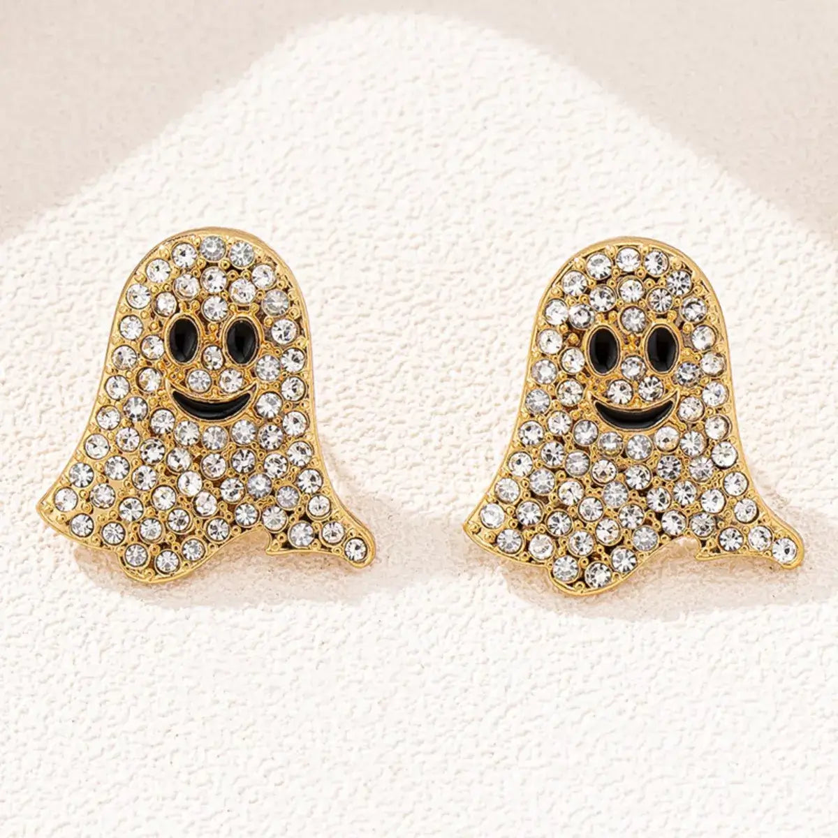 2 Pair Halloween Ghost Rhinestone Stud Earrings