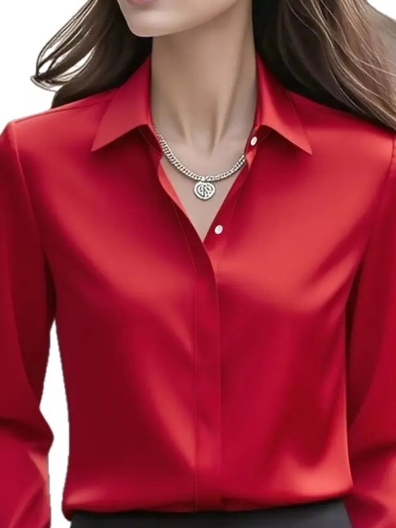 Button Down Collared Neck Long Sleeve Shirt