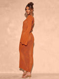 Openwork Square Neck Flare Sleeve Cover-Up Dress