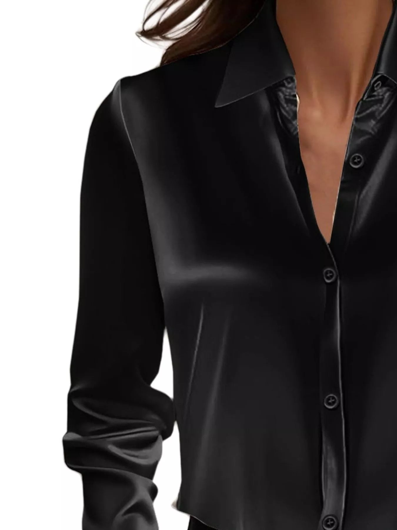 Button Down Long Sleeve Shirt, collared neck, plus size for sophisticated and comfortable style.