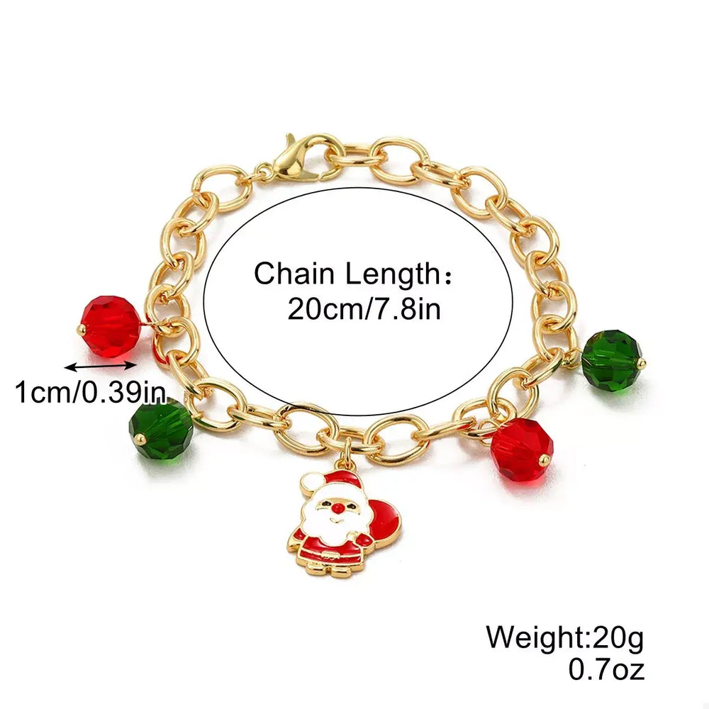 Christmas Santa Snowman Bracelet with Colorful Crystal