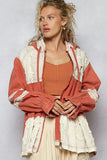 POL Raw Hem Color Block Hooded Jacket