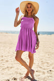 Davi & Dani Smocking Halter Neck Tie Open Back Mini Dress