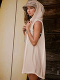 Half Zipped Hooded Sleeveless Romper