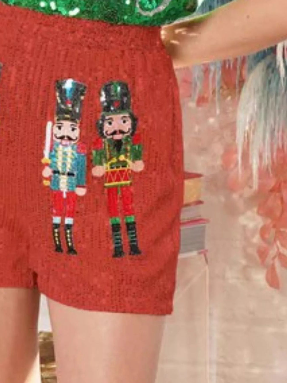Christmas Sequined Nutcracker Shorts