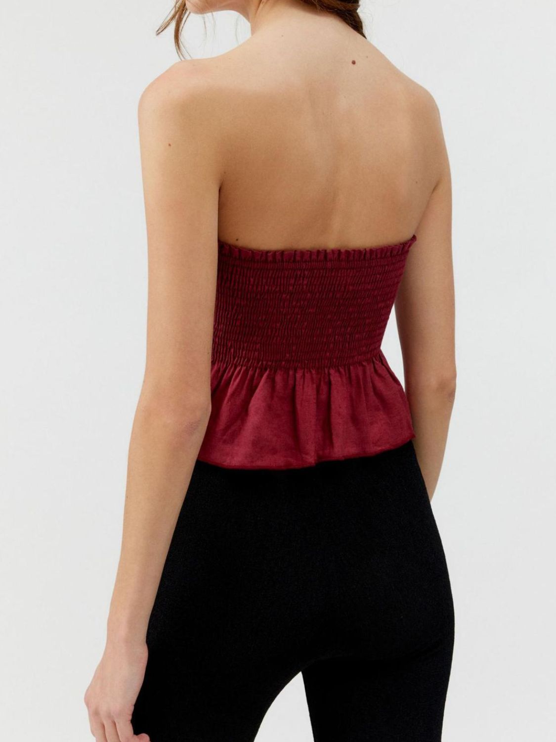 Smocked Peplum Tube Top