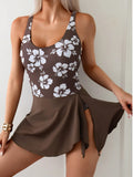 Printed Scoop Neck Wide Strap Two-Piece Swimwear