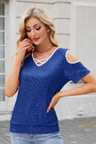 Sequin Cold Shoulder Short Sleeve Blouse