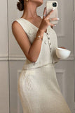 Flower V-Neck Vest and Skirt Sweater Set