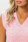 BiBi Chevron Pointelle Pearl Knit Top