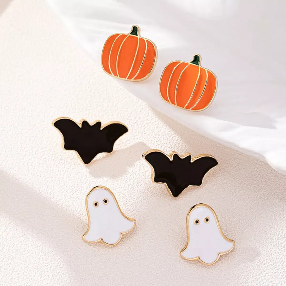 3-Pair Halloween Stud Earrings