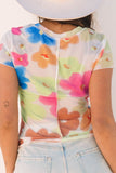 Printed Round Neck Short Sleeve Blouse
