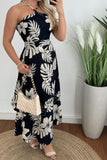 Smocked Printed Halter Neck Dress