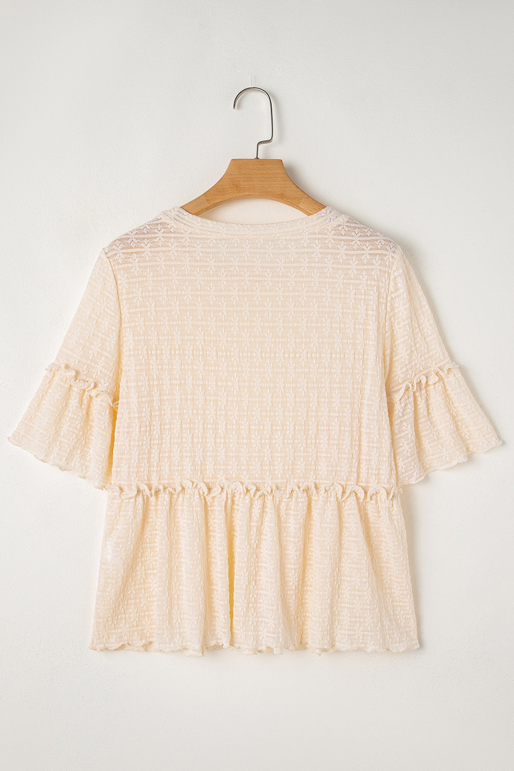 Frill Round Neck Half Sleeve Blouse