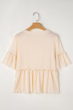 Frill Round Neck Half Sleeve Blouse