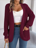 Chunky Knit Open Front Cardigan with Pockets