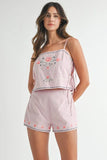 MABLE Embroidered Crop Top and Shorts Set
