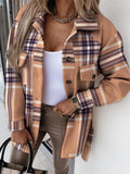 Button Up Long Sleeve Plaid Outerwear