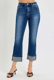 RISEN Full Size High Rise Ankle Straight Cuffed Jeans Plus Size