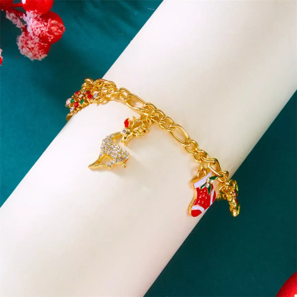 Christmas 18K Gold-Plated Charm Bracelet