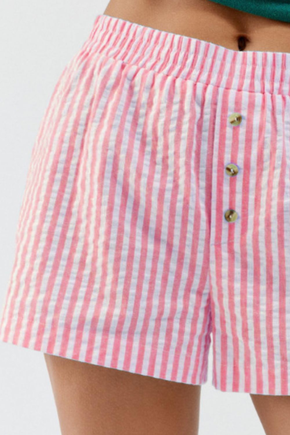 Striped Elastic Waist Shorts