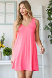 Heimish Full Size V-Neck Mini Tank Dress with Pockets